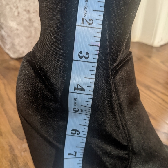 Esprit Black Velvet Chunky Heel Ankle Boots - Picture 7 of 10